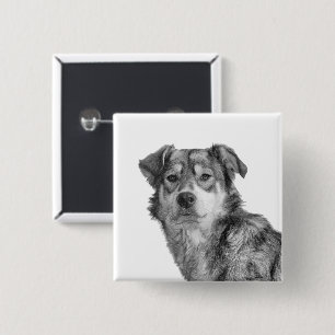 Refined Monochrome Large Mixed Breed Canine Button