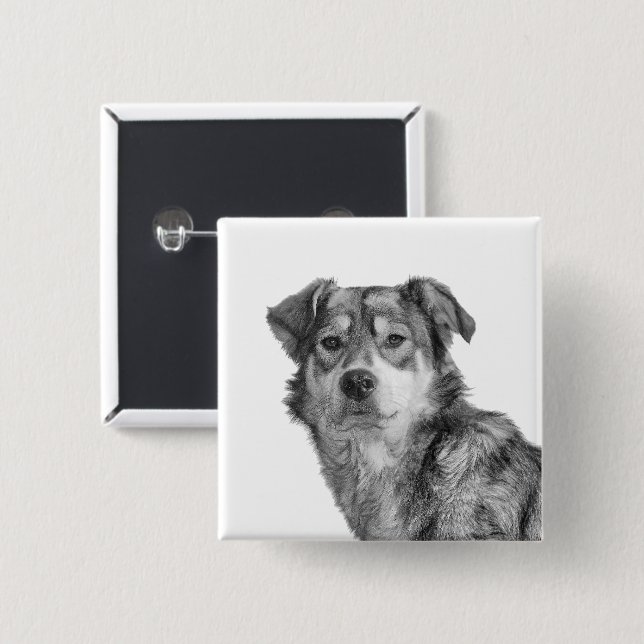 Refined Monochrome Large Mixed Breed Canine Button (Front & Back)
