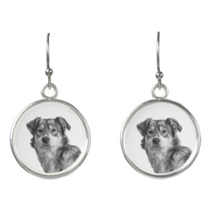 Refined Monochrome Large Mixed Breed Canine Earrings