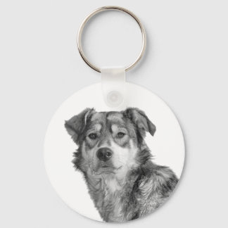 Refined Monochrome Large Mixed Breed Canine Keychain