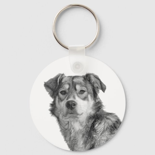 Refined Monochrome Large Mixed Breed Canine Keychain (Front)