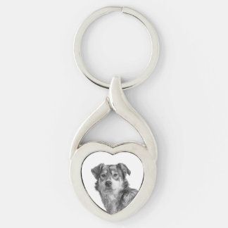 Refined Monochrome Large Mixed Breed Canine Keychain