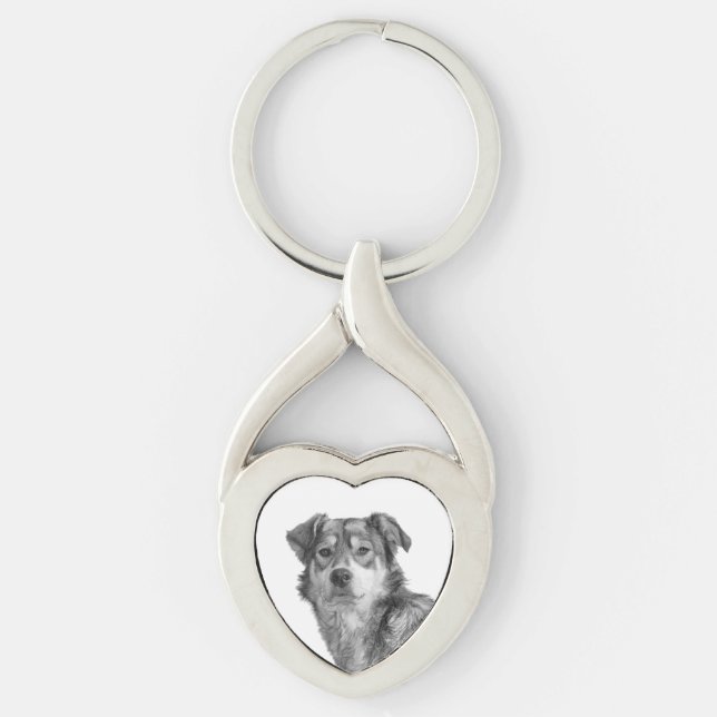 Refined Monochrome Large Mixed Breed Canine Keychain (Front)