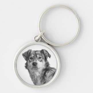 Refined Monochrome Large Mixed Breed Canine Keychain