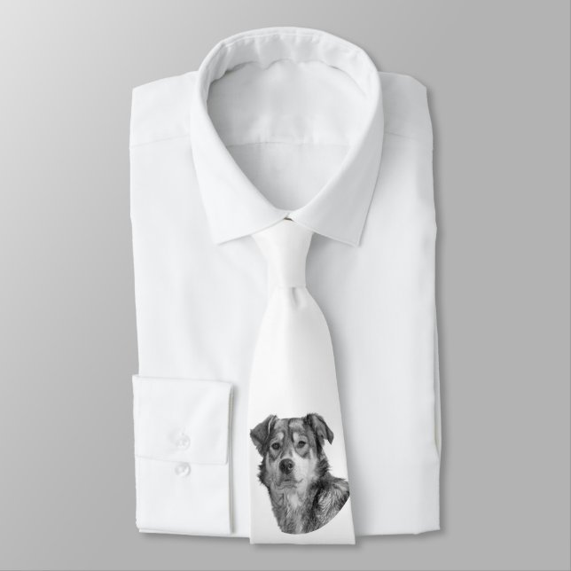 Refined Monochrome Large Mixed Breed Canine Neck Tie (Tied)