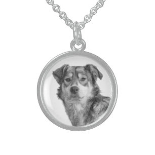 Refined Monochrome Large Mixed Breed Canine Sterling Silver Necklace
