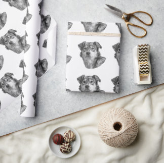 Refined Monochrome Large Mixed Breed Canine Wrapping Paper