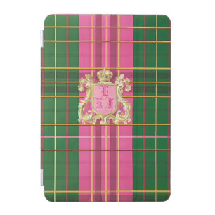 Refined Monogrammed Pink and Green Plaid iPad Mini Cover