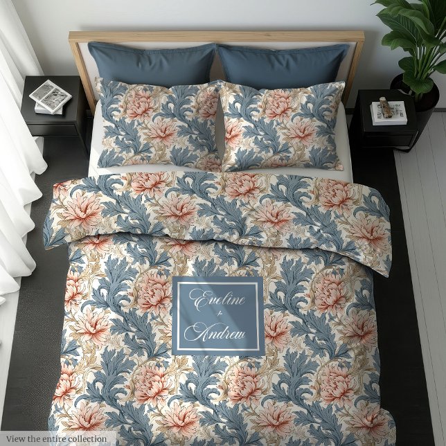 Refined Morris Style Pastel Floral Art Nouveau Duvet Cover (Refined Morris Style Pastel Floral Art Nouveau Duvet Cover)