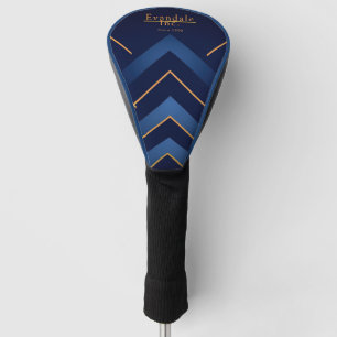 Refined Navy Gold Chevron Personalized Golf Head Cover