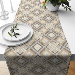 Refined Neutral Table Runner Contemporary Shapes