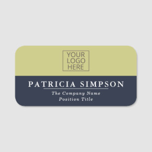 Refined Olive Slate Blue Modern Corporate Theme Name Tag