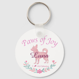 Refined Pastel Pink Chihuahua Custom Christmas Keychain