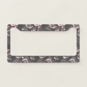 Refined Pink Ginkgo Leaves with Metallic Texture License Plate Frame