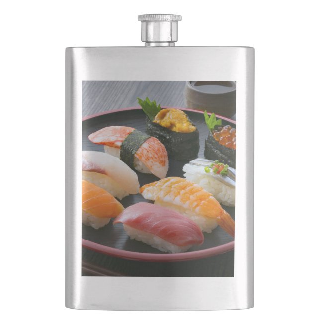Refined Pour – Elegant Round Sushi Flask (Front)