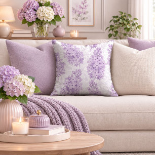 Refined Purple And White Floral Throw Pillow