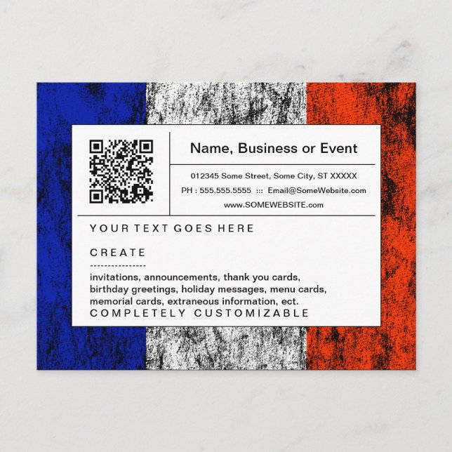 refined QR code : france Invitation Postcard (Front)