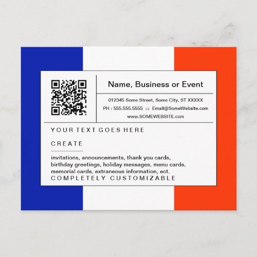 refined QR code  france Invitation Postcard
