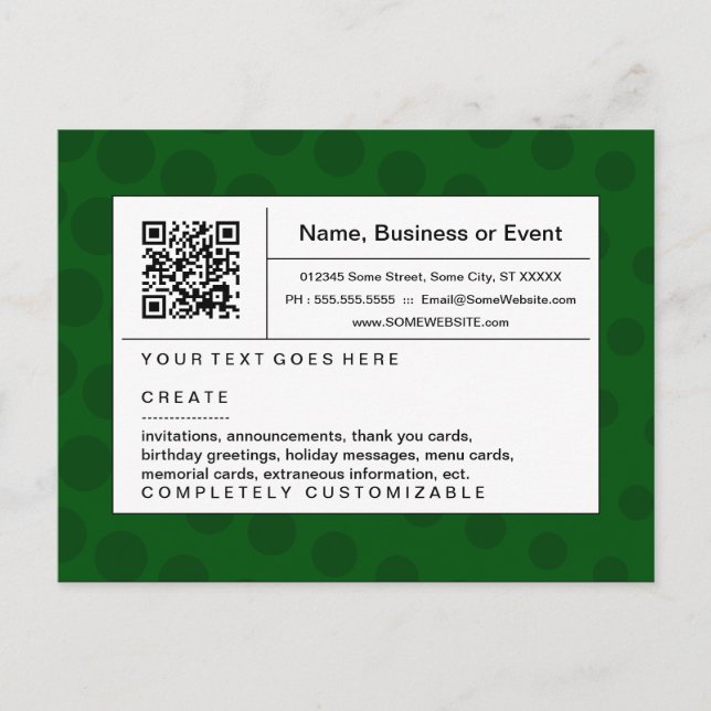 refined QR code : green halftone Invitation Postcard (Front)