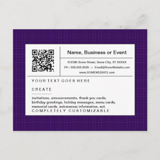 refined QR code : purple plaid Invitation Postcard