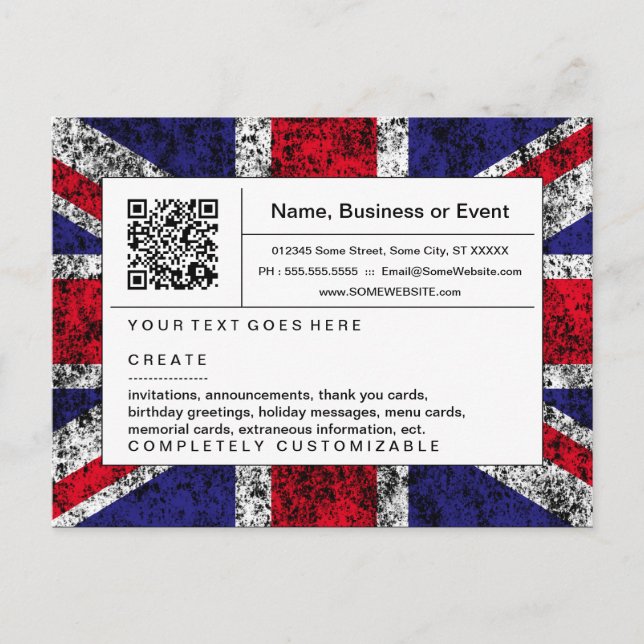 refined QR code : united kingdom Invitation Postcard (Front)