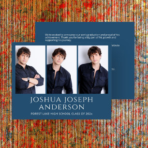 Refined Royal Blue Graduation Photo  Announcement