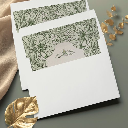 Refined Sage and Botanical Print Wedding Envelope Liner