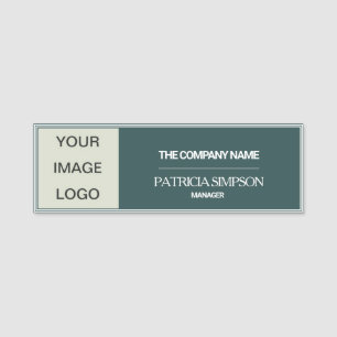 Refined Slate Green Gray White Professional Logo Name Tag