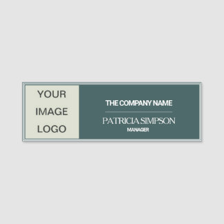 Refined Slate Green Gray White Professional Logo Name Tag
