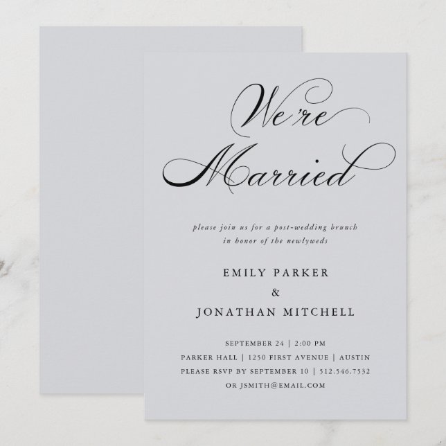 Refined | Soft Gray Post-Wedding Brunch Invitation (Front/Back)