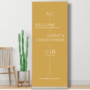 Refined Sunflower Gold Typography Wedding Welcome Retractable Banner