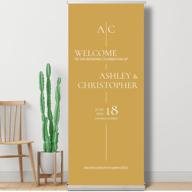 Refined Sunflower Gold Typography Wedding Welcome Retractable Banner (Creator Uploaded)