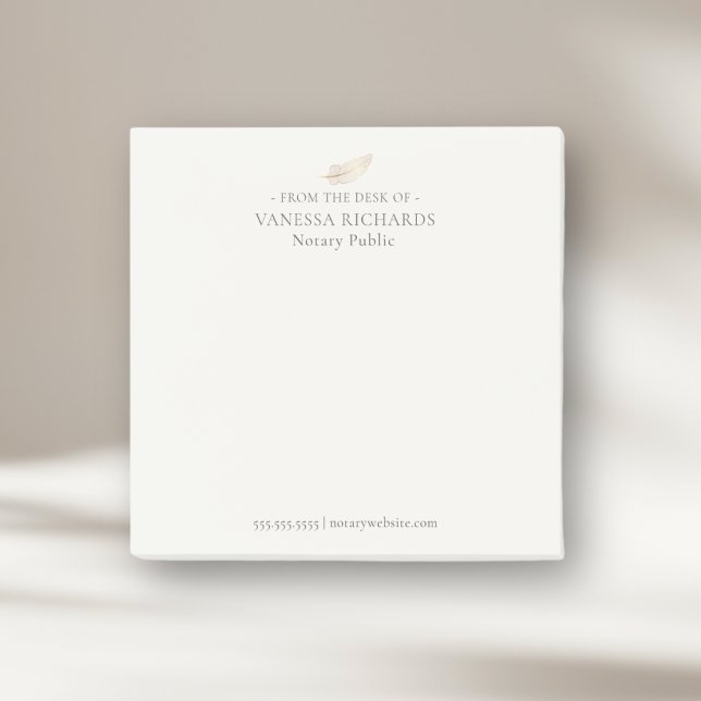 Refined Tan and Gold Feather Simple Notary Office Post-it Notes (Creator Uploaded)