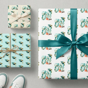 Refined Teal Gold Tassel Grad Cap TMF26 Wrapping Paper Sheets
