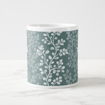 Refined Teal Green Trailing Blossoms Floral Art