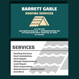 Refined Teal Roofing Contractor Business Card