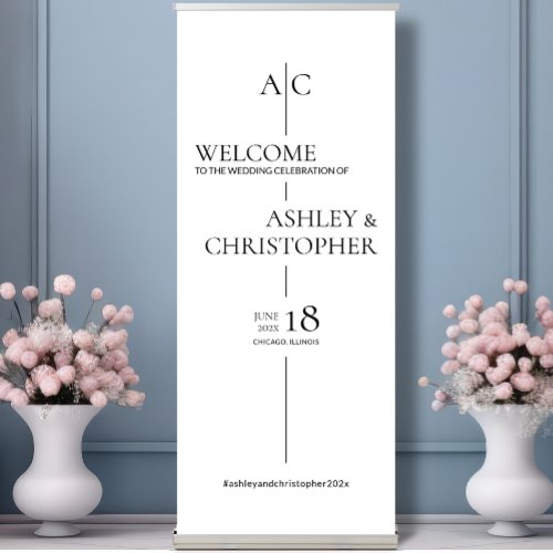 Refined Typography Wedding Welcome Retractable Banner
