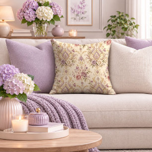 Refined Vintage Roses With Golden Touch Pillow