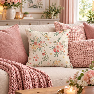 Refined Vintage Shabby Chic Floral Throw Pillow Ar