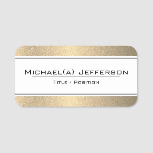 Refined White and Luxury Gold Glitter Name Tag