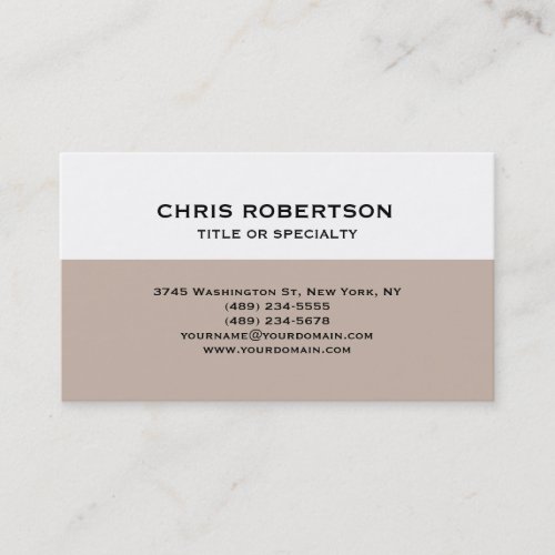Refined White Beige Striped Modern Business Card