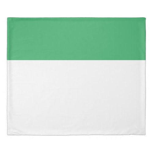 Refined White Sea Green Color Block Top Edge Duvet Cover