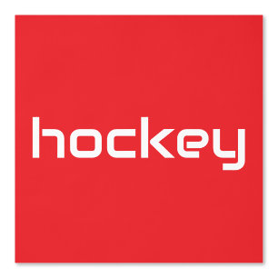 Refined White Sleek HOCKEY Text On Bright Red Wallpaper