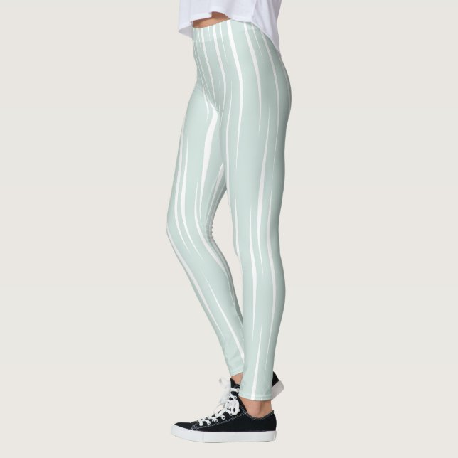 Refined White Unique Flames Teal Leggings (Left)