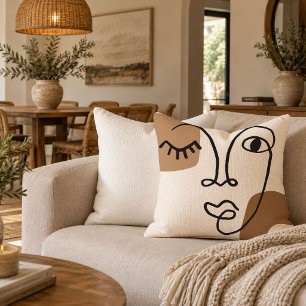 Refined Woman Face Decorative Throw Pillow Design