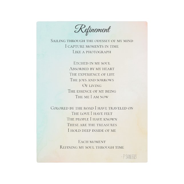 Refinement Poetry Metal Print (Front)