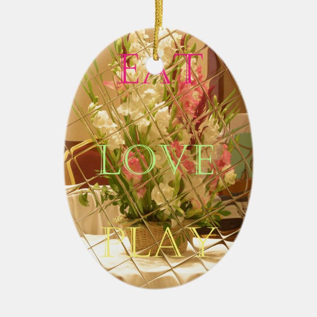 Reflected Blooms Art Print Ceramic Ornament (Front)