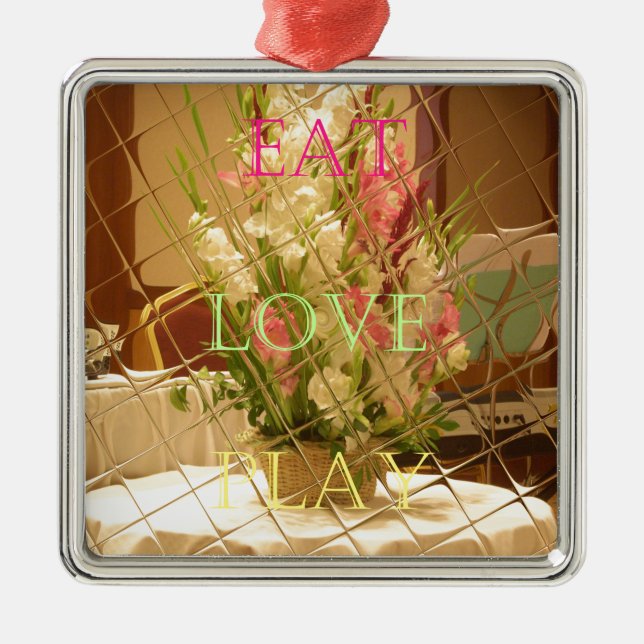 Reflected Blooms Art Print Metal Ornament (Front)
