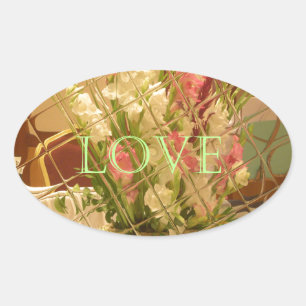 Reflected Blooms Art Print Oval Sticker
