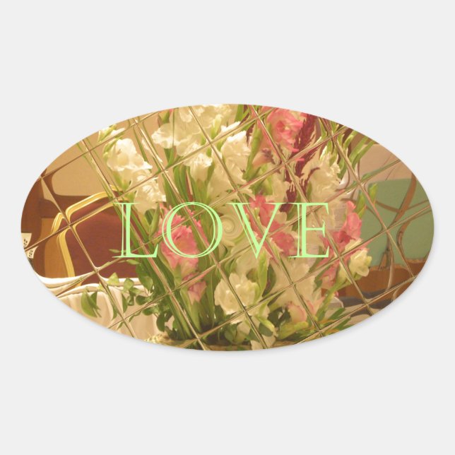 Reflected Blooms Art Print Oval Sticker (Front)